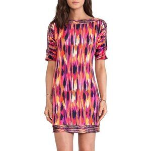 Trina Turk Corsica Mini Shift Dress Size 6 Multicolor Cold Shoulder Pullover